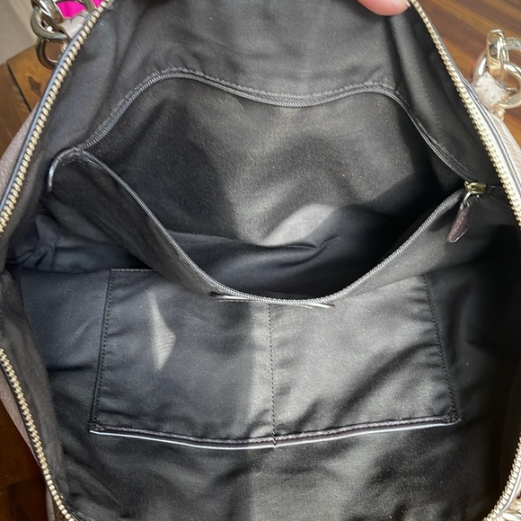 COACH Metallic Rose Gold Pebble Leather Exotic Python Trim Ava Tote Bag - Picture 11 of 15